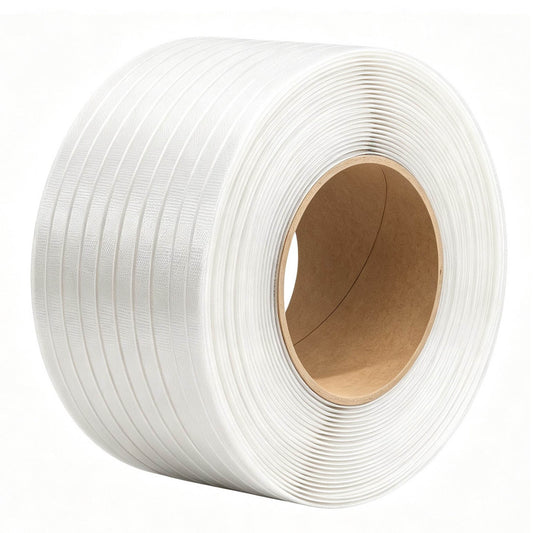 Konnfeir Hand Grade Polypropylene (PP) Strapping Coil 0.059" x 0.0315" 330lbs Break Strength White Poly Strap for Manual Packing Box Packing Strapping